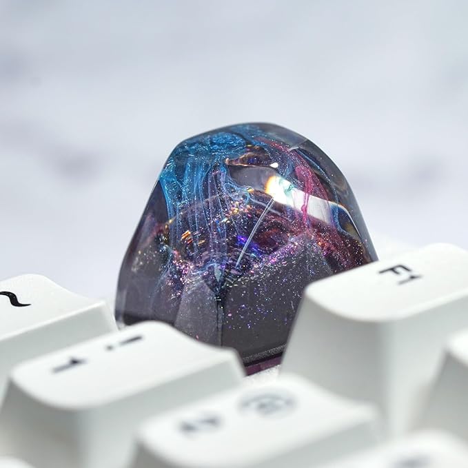 Purple Nebula Pentagon Galaxy Artisan Keycap R1 SA Profile Custom Keycaps 1U ESC Handmade Gaming Resin Key Cap Cherry MX Switch Compatible Mechanical Keyboard Space Lover Gift