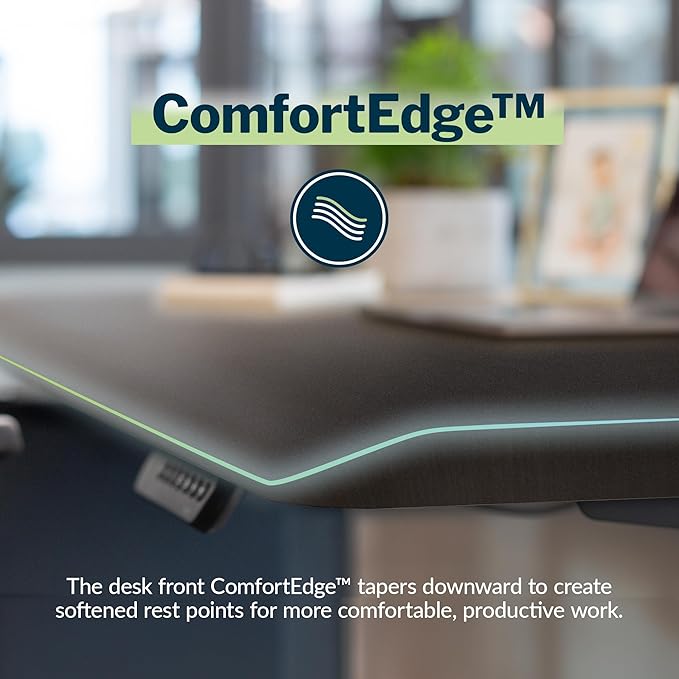 Vari ComfortEdge 48x30 Inch Electric Standing Desk – Height Adjustable Sit Stand VariDesk with Memory Presets, Sloped Edge, 220 LB Capacity + Tool-Free Assembly (Black)