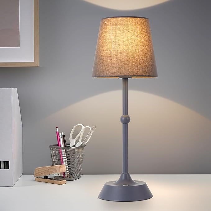 LED Cordless Grey Table Lamp Portable Dimmable Desk Lamp 6000mA Battery Powered Touch Control Table Lamp Dining Room,Bedroom,Bar,Camping,Balcony.