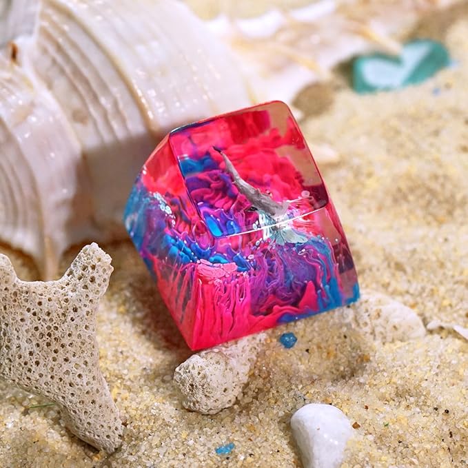 Hammerhead Shark in Pink Blue Ocean Artisan Keycap R1 SA Profile Custom Sea Creatures Keycaps 1U ESC Handmade Gaming Resin Key Cap Cherry MX Switch Compatible Mechanical Keyboard Sea Lover Gift