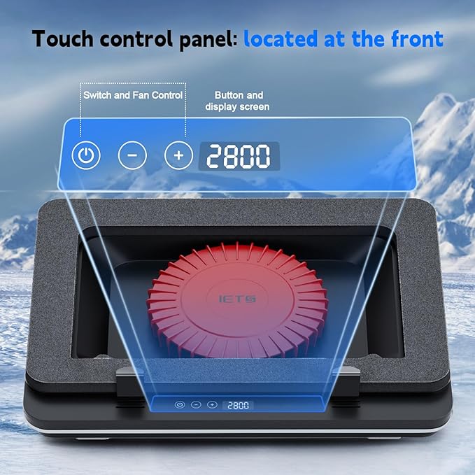 GT600 Laptop Cooling Pad Equipped with Gigantic Turbo-Fan(5.5inch Diameter),Sealed Foam for Rapid Cooling Gaming Laptop,14.1-19.3 inch Laptop Cooler with 3-Port USB Hub,Dust Filter,Touch Start