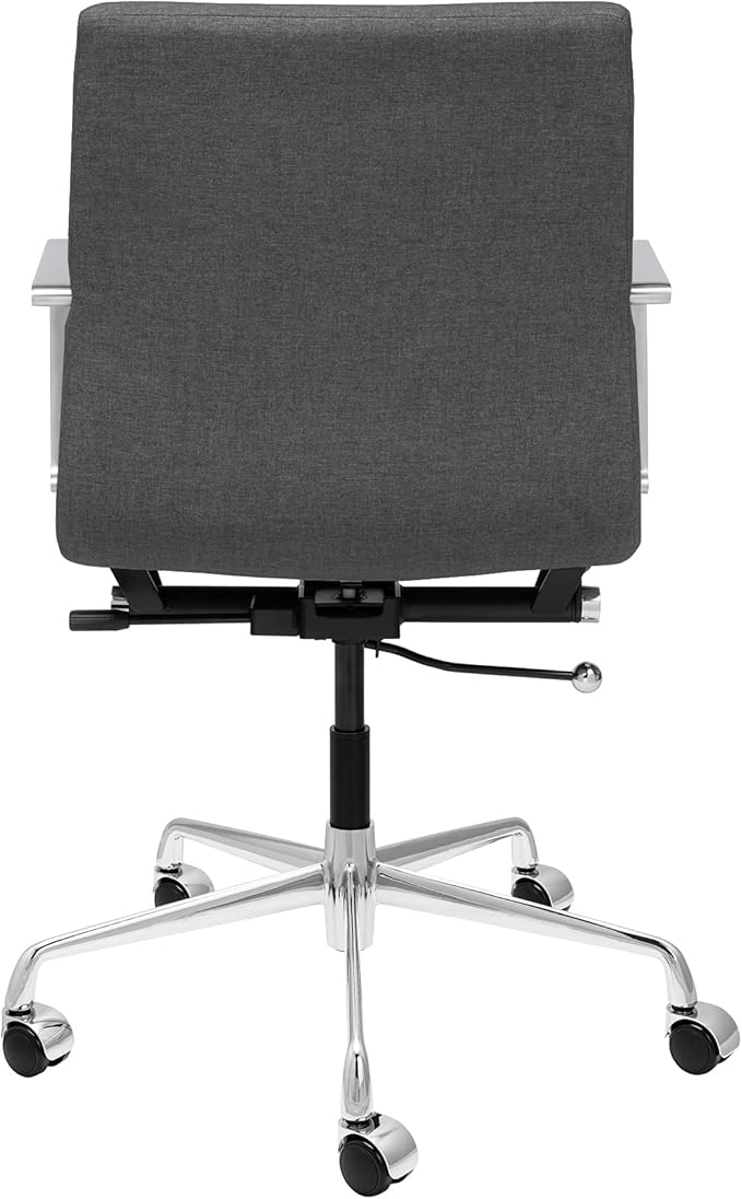 Laura Davidson Furniture SOHO II Ribbed Office Chair - Mid Back Desk Chair, Ergonomically Designed with Arm Rest & Swivel, Made of Poly-Cotton Fabric, Charcoal Fabric, Computer Chair