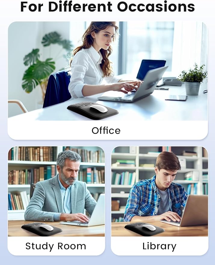 Vaydeer Ergonomic Mouse Pad with Wrist Support – Memory Foam Mousepad with Massage Bulge & Non-Slip PU Base, Relieves Carpal Tunnel Pain, Ideal for Computer, Laptop, Office & Home (11.7×7.6 in, Black)