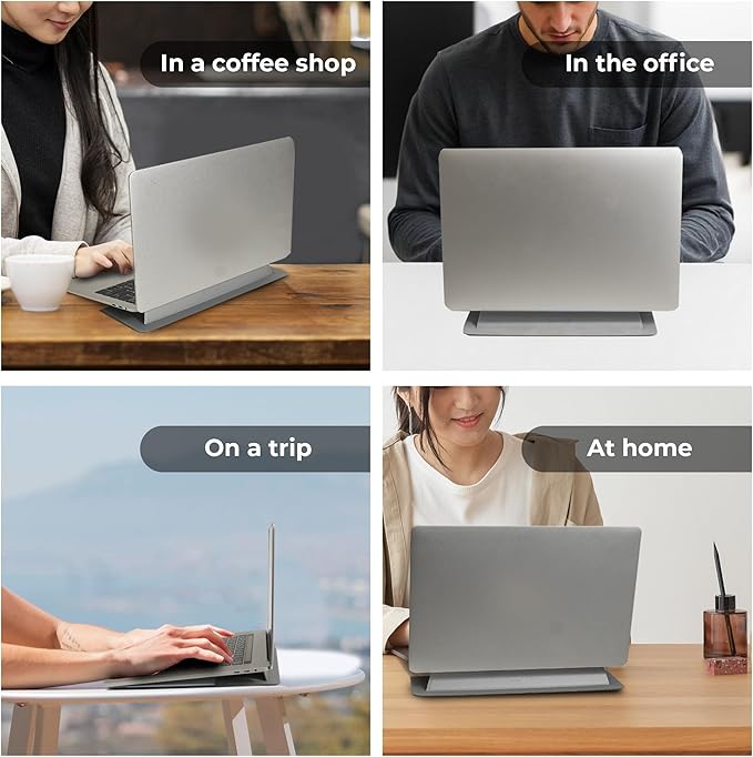 SenseAGE Laptop Stand for Desk, Office, Ergonomic Notebook Stand, Foldable & Portable Travel FlatStand, Lightweight, Anti-Slip, Compatible with MacBook Air, Pro, and Up to 15.4" Laptops (Dusky Rose)