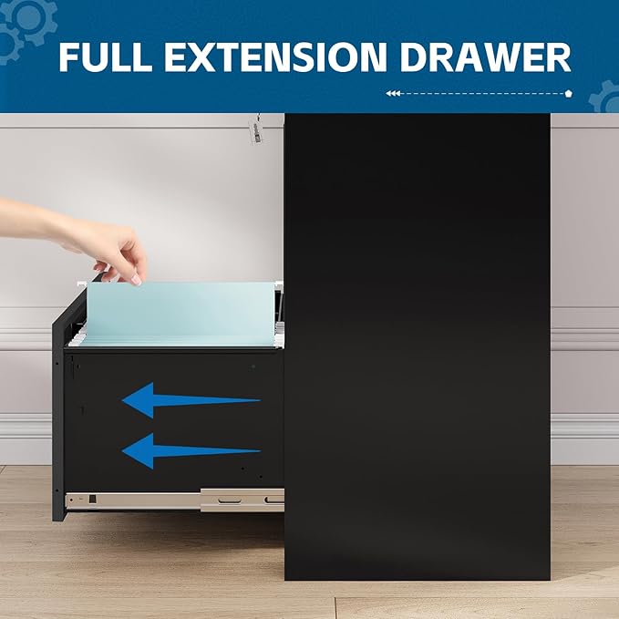 Vertical/Horizontal File Cabinet - 3-Drawer, Locking Metal Cabinet for Home Office, Storage for Legal/Letter/A4 Files - Assemble Required (Black)