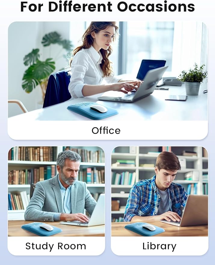 Vaydeer Ergonomic Mouse Pad with Wrist Support – Memory Foam Mousepad with Massage Bulge & Non-Slip PU Base, Relieves Carpal Tunnel Pain, Ideal for Computer, Laptop, Office & Home (11.7×7.6 in, Gray)