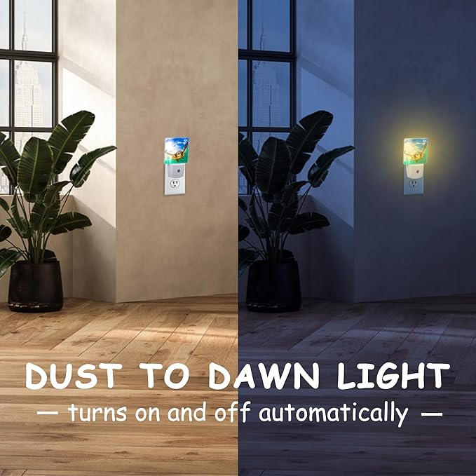 Hawaiian Green Sea Turtle Night Light Plug Wall,LED Night Lights with Dusk to Dawn Light Sensor for Women Girls Boys Room Decor,Hallway,Kitchen,Bathroom,Nursery,Stairs