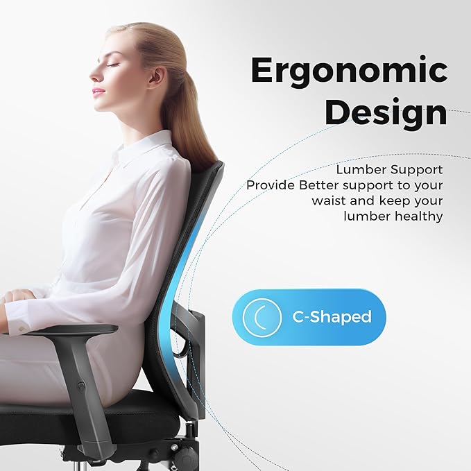 MAISON ARTS Mesh Office Chair Ergonomic Home Desk Chair Mid-Back Computer Task Chair with Breathable Mesh and Adjustable Armrests for Home Office