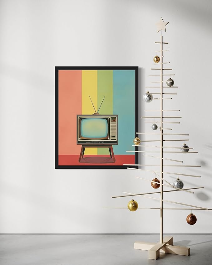 Television Set Pop Art Poster Print, Vintage Retro Wall Art Decor Paintings Classic Artwork for Bedroom Living Room Decorations. 43 (Television Set, 24 x 36 inches, Black Frame)