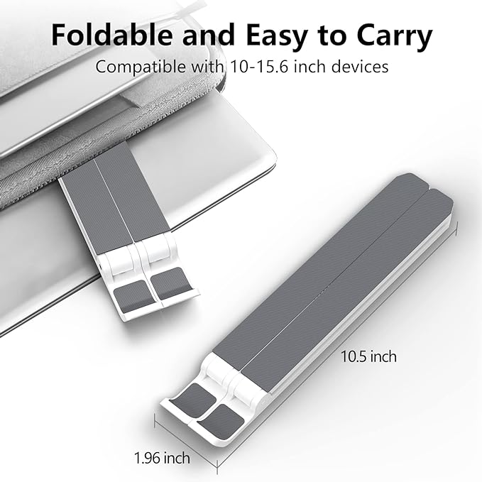 Laptop Stand for Desk, Adjustable Laptop Riser ABS+Silicone Foldable Portable Notebook Holder, Ventilated Cooling Notebook Mount Computer Stand for 10-15.6” Laptops,Tablets-White
