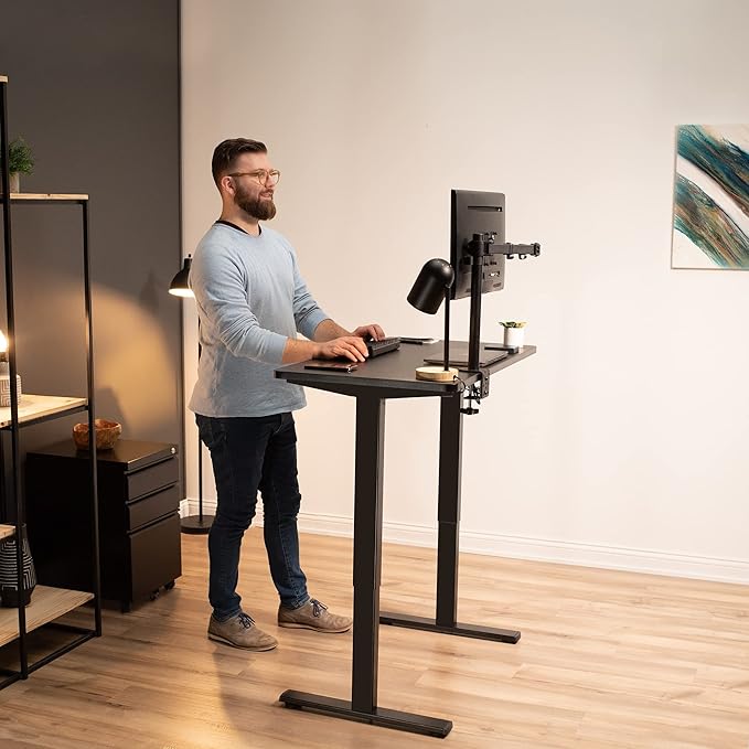 VIVO Electric 43 x 24 in Standing Desk, Memory Height Adjustment, 1B Series, One-Piece White Top, White Frame, DESK-KIT-1W4W