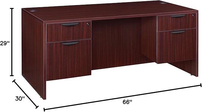 Regency Desk Legacy Double Pedestal, 66", Mahogany
