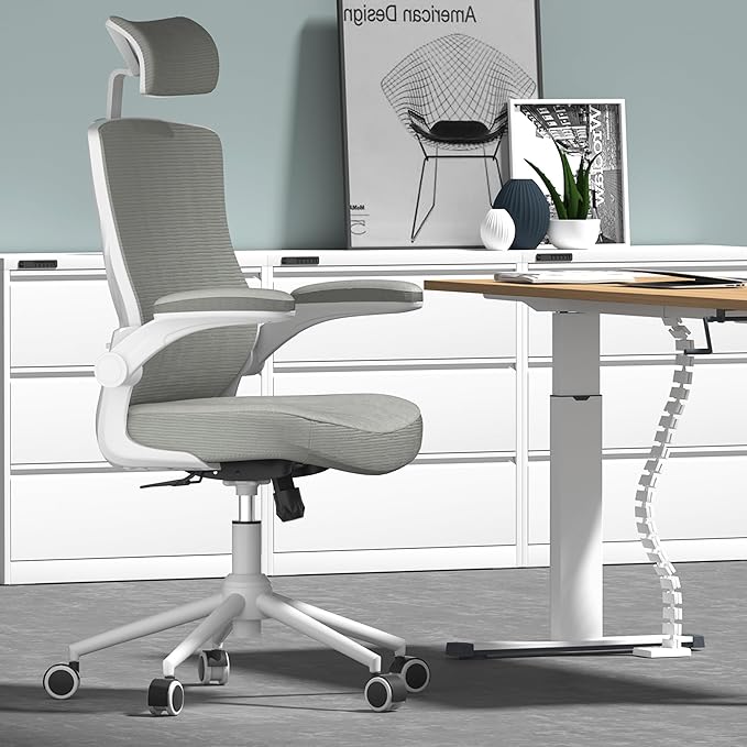 Home Office Chair, Ergonomic Comfy Desk Chair, High Back Computer Chair- Adjustable Headrest with Flip-Up Arms, Lumbar Support, Swivel Executive Task Chair (Modern, Star Dust)