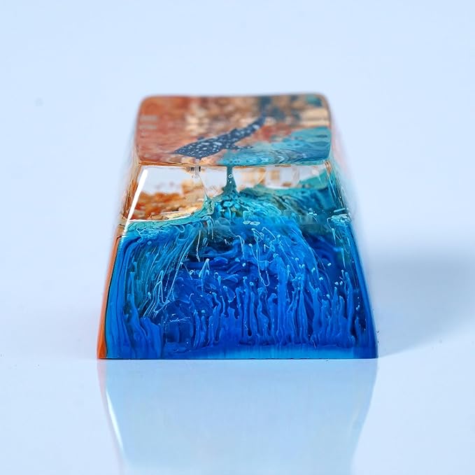 Whale Shark Keycap Ocean Sunset Artisan Keycap R1 SA Profile Custom Sea Creatures Keycaps 1U ESC Handmade Gaming Resin Key Cap Cherry MX Switch Compatible Mechanical Keyboard Sea Lover Gift