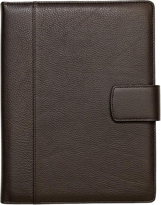 Maruse Italian Leather Executive Padfolio, Folder Organizer with Magnetic Closure and Writing Pad, Handmade in Italy, Dark Brown