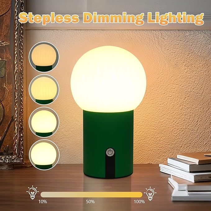 Small Night Lights for Kids, 6.7" Rechargeable Table Lamp 4000mAh Battery Cordless Table Lamps Brightless Control Cactus Cute Night Light, Soft Night Lights for Bedroom, Gift for Children, Baby Gift