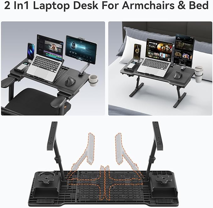 Newtral Lap Desk Bed Tray Table, Foldable Portable Laptop Table Tray for Chair, Laptop Stand for Couch Sofa Floor for Adults, Kids, Ideal for Study, Reading, Breakfast,and Working (Black, Premium)
