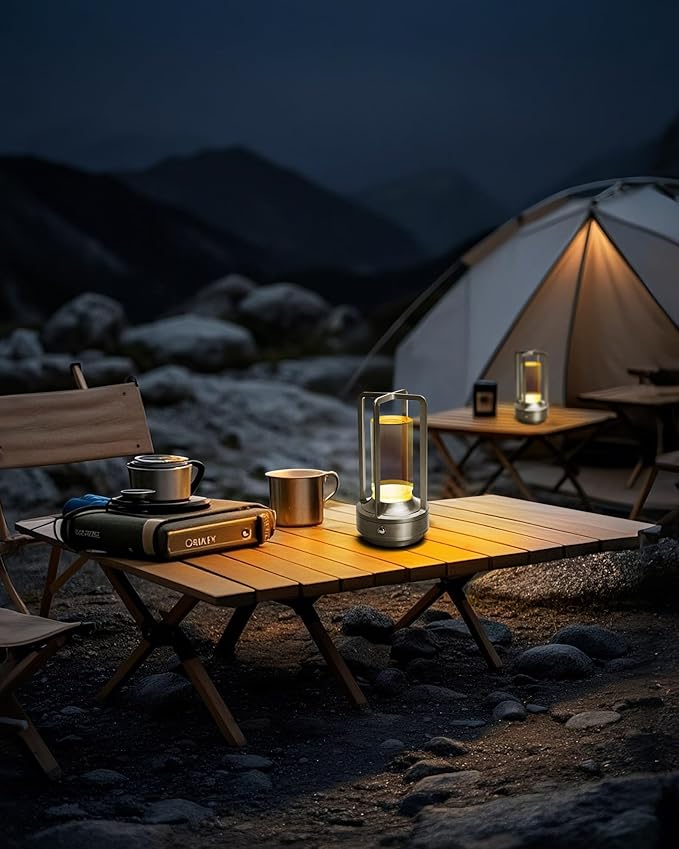 Set of 2 Cordless Table Lamps, LED Rechargeable Battery Operated Desk Lamps with 3 Color Stepless Dimmable, Small Light Portable for Outdoor Patio Bar Restaurants Bedroom Bedside (Silver)