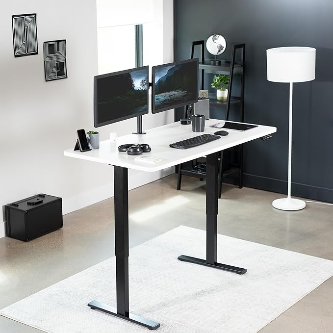 VIVO Electric 60 x 30 in Standing Desk, Memory Height Adjustment, 1B Series, White Top Black Frame, DESK-KIT-1B6W-30
