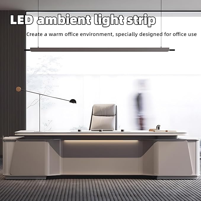 L-Shaped Executive Desk: Solid Wood Office Desk with Storage Drawers & Integrated Cable Organizer, Easy Assembly (126.0")