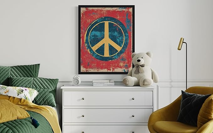 Peace Sign Pop Art Poster Print, Vintage Retro Wall Art Decor Paintings Classic Artwork for Bedroom Living Room Decorations. 43 (Peace Sign, 8 x 10 inches, Unframed)