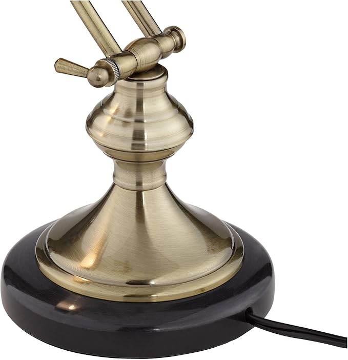 Regency Hill Serenity 12" High Small Traditional Piano Desk Lamps Set of 2 Adjustable Gold Antique Brass Finish Metal Shade Home Office Living Room Bedroom Bedside Nightstand House Reading Kitchen