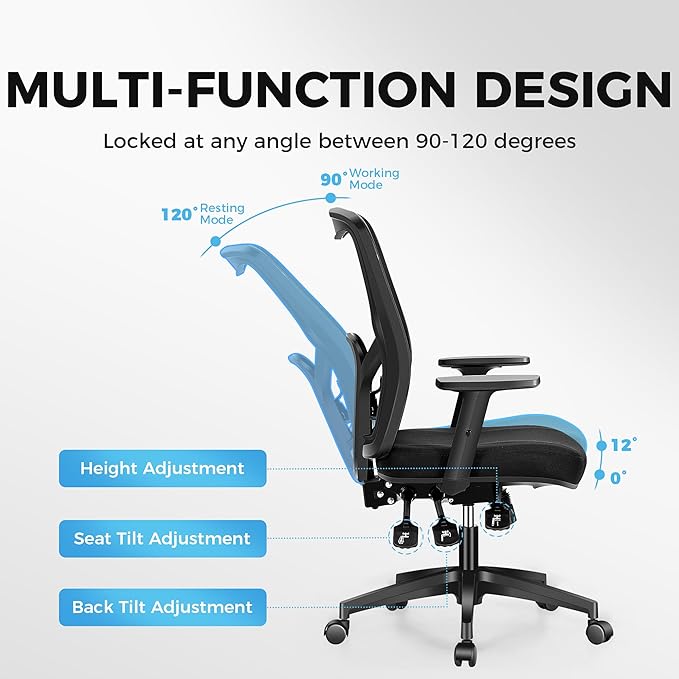 MAISON ARTS Ergonomic Mesh Office Chair, High Back Computer Task Chair Desk Chair with Adjustable Armrest and Lumbar Support for Home Office