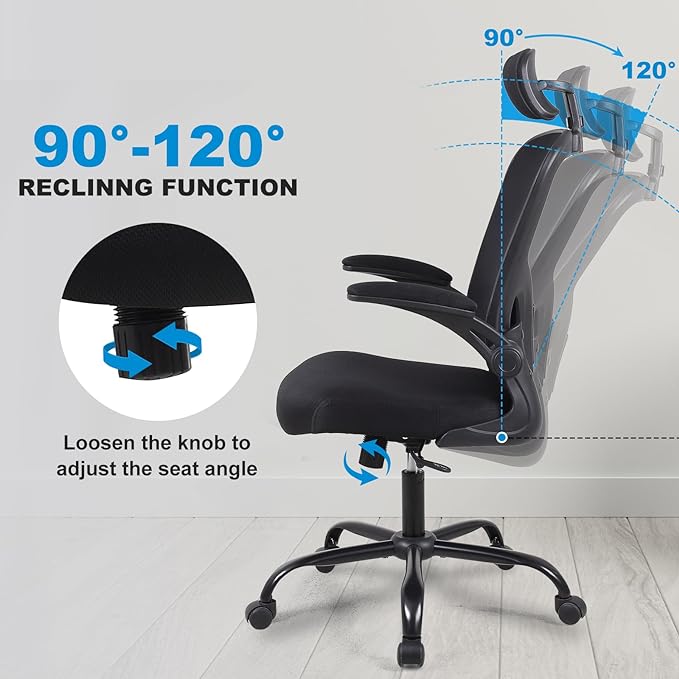 10 Pack Ergonomic Office Chair with 3D Adjustable Headrest, Mesh Home Office Desk Chairs with Lumbar Support & Flip-Up Armrests for Office, Home and Conference Room(10 Pack)