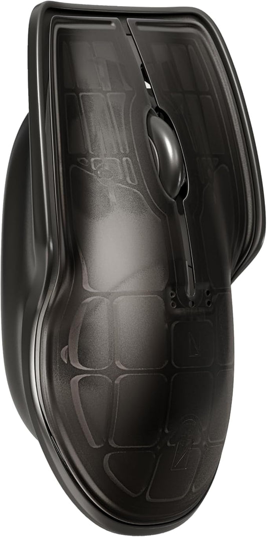 LUNAR ARTEFACTS Wireless Bluetooth Computer Mouse in Black on Black Chroma - Rechargable with Ambidextrous and Ergonomic Multi Surface Tracking