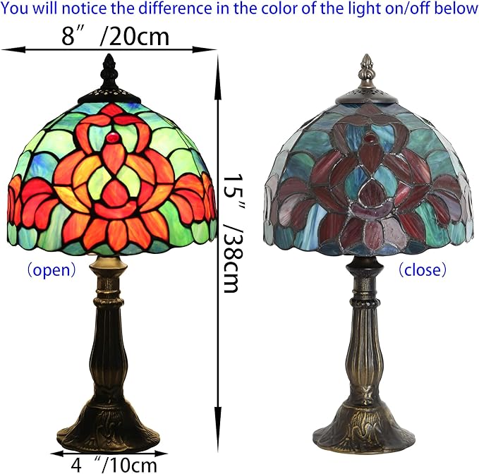 Tiffany lamp 8-inch Vintage Stained Glass Table lamp are Suitable for bedrooms Bedside, Living Rooms Night Lights and Home Offices