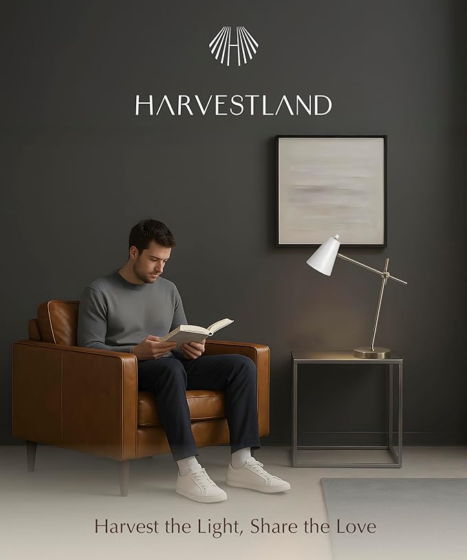 HarvestLand HaloBar Reading Lamps – Adjustable Black Table Lamps, Industrial Table lamp with Solid Base for Home Office, Study and Reading, Desk Lamps for Home Office