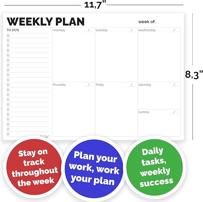 Weekly Planner Pad, Tear Off Undated Weekly Desk Planner Notepad, Weekly Calendar Planner, Weekly To Do List Planner, Work Planner Organizer, Schedule Planner, Weekly To Do List Notepad by Hadigu