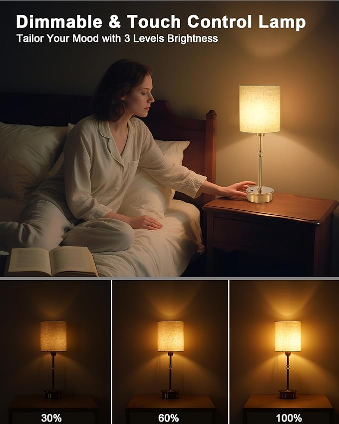 UMEXUS Cordless Table Lamp, Rechargeable Battery powered Light Patio, Dimmable Touch Small Accent Lamp with Linen Shade, Ambient Lighting for Home Nightstand Kitchen Counter Sofa Side End Dining Table