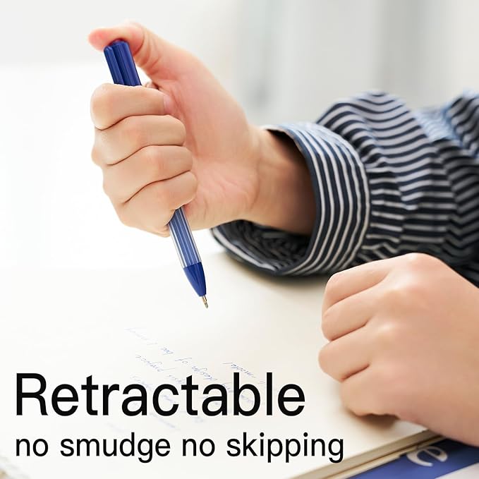 12pcs 1.0mm Blue Ink Pens, Smooth Writing Ballpoint & Semi Gel Pens, Soft Silicone Grip Gel Ink Pens, Office School Supplies, Desk Accessories, Personalized Gifts for Men, Dozen Box