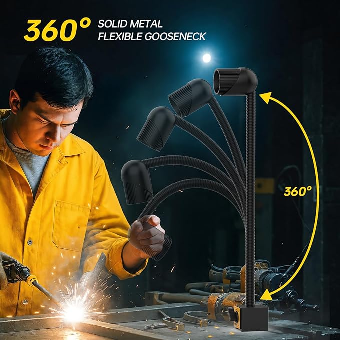New Magnetic Lamp, 18W Magnetic Lathe Machine Light, 2160 Lumens Flexible Work Light for CNC Milling Machine Drill Press Lighting (magnet base)