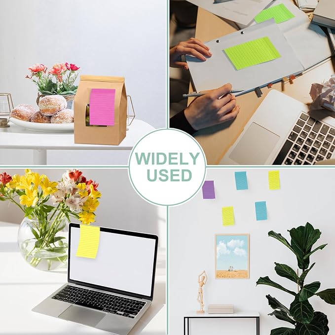 24 Pack Lined Sticky Notes 4X6 in Self Sticky Note Pads Colorful Post Stickies for Office, Home, School, Meeting, 50 Sheets/pad, (Bright Color)