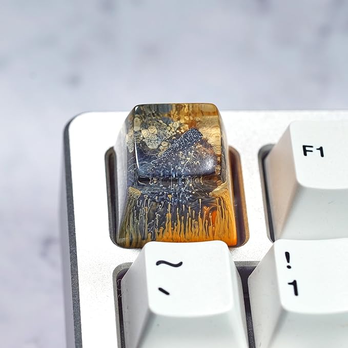 Whale Shark Keycap Orange Dark Ocean Artisan Keycap R1 SA Profile Custom Sea Creatures Keycaps 1U ESC Handmade Gaming Resin Key Cap Cherry MX Switch Compatible Mechanical Keyboard Ocean Lover Gift