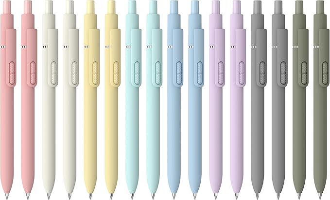 16 Pack Black Pens - 1.0mm Medium Point Ballpoint Pens | Smooth Writing Retractable Black Ink Pen for Nurses, Women, Adults, School, Office (Morandi-16pcs)