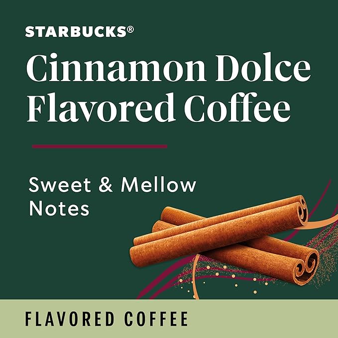 Starbucks K-Cup Cinnamon Dolce Naturally Flavored Coffee Pods for Keurig Makers, 100% Arabica, 1 Box (22 Pods)