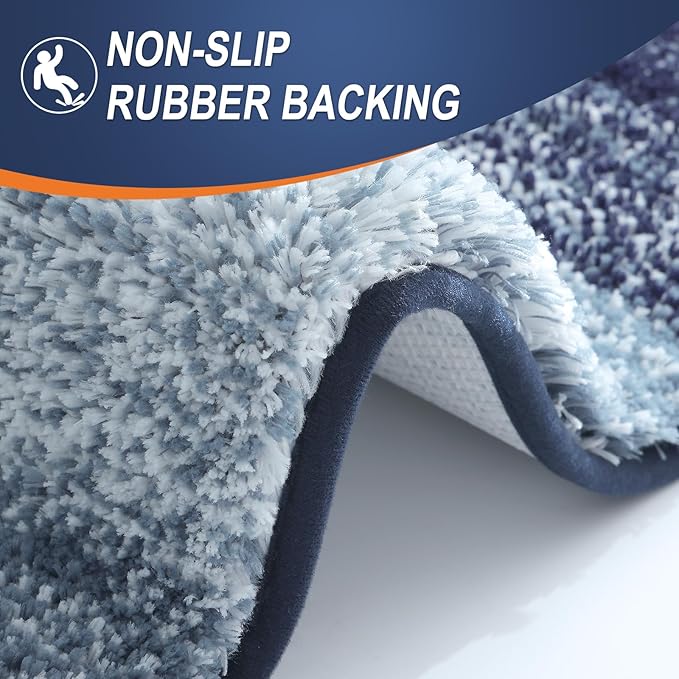 OLANLY Bathroom Rugs Mat 30x20, Extra Soft Absorbent Microfiber Bath Rugs, Rubber Backing, Quick Dry, Machine Washable Bath Mats for Bathroom Floor, Tub and Shower, Home Decor Accessories, Airy Blue