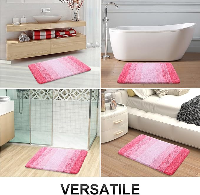 OLANLY Bathroom Runner Rugs 59x17, Extra Soft Absorbent Microfiber Bath Rugs, Rubber Backing, Quick Dry, Machine Washable Bath Mats for Bathroom Floor, Tub and Shower, Home Decor Accessories, Pink