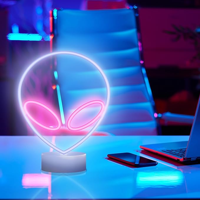 Alien LED Lamp, Versatile Power Options, Festive Design, Colorful Desktop Lighting, Vibrant Alien Lamp, Kids Room Decor, Fun LED Lamp for Bedroom Dorm Gameroom Themed Rooms