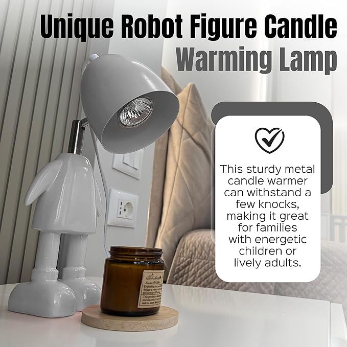 XoooX Gray Robot Candle Warmer Lamp with Timer - Adult, Kids and Boys Office Desk and Bedroom Decor Lamp; Gaming Room Decor Aesthetic; Fun Man Cave Cool Stuff; Robot Scented Candle Melter Diffuser