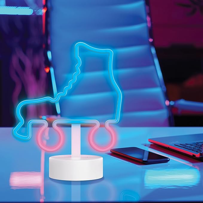 Neon Desktop Roller Skate LED Light, 3AA Battery Powered, Festive Design, Holiday Gift, Room Decor, Birthday Gift for Kids and Adults, Neon Effect Desk Lamp