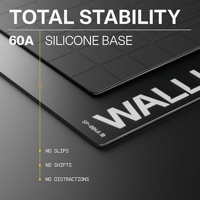 Wallhack SP-004A Black Glass Gaming Mouse Pad – 4th Gen Micro-Etched Surface, Medium Mousepad for Esports, Ultra-Fast Glide with Stopping Power, Tempered Glass, Durable & Portable, 15.4"x17.7" | Black