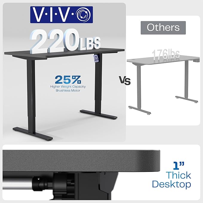 VIVO Electric 55 x 28 in Standing Desk, Memory Height Adjustment, 1B Series, One-Piece Rustic Vintage Brown Top, Black Frame, DESK-KIT-1B55N