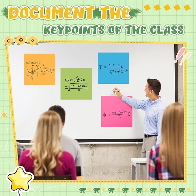 Zubebe 20 Pads 11 x 11 Inch Large Sticky Notes Jumbo Bright Colors Sticky Notepads Self Stick Note Square Memo Post Stickies for Office School, 25 Sheets/pad (Multicolor)