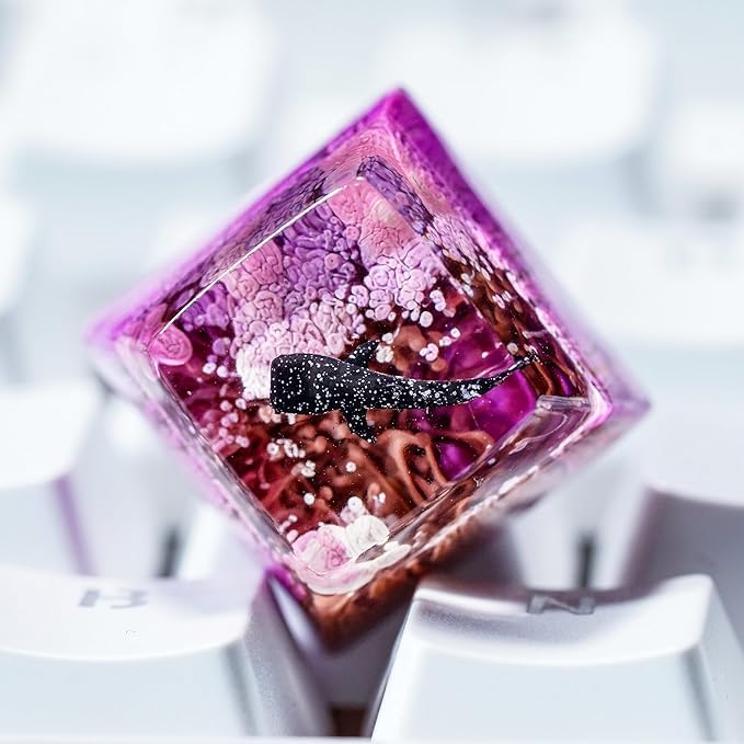 Whale Shark Artisan Keycap Purple and Maroon Ocean R1 SA Profile Custom Sea Creatures Keycaps 1U ESC Handmade Gaming Resin Key Cap Cherry MX Switch Compatible Mechanical Keyboard Sea Lover Gift