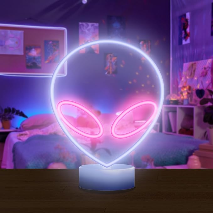 Alien LED Lamp, Versatile Power Options, Festive Design, Colorful Desktop Lighting, Vibrant Alien Lamp, Kids Room Decor, Fun LED Lamp for Bedroom Dorm Gameroom Themed Rooms