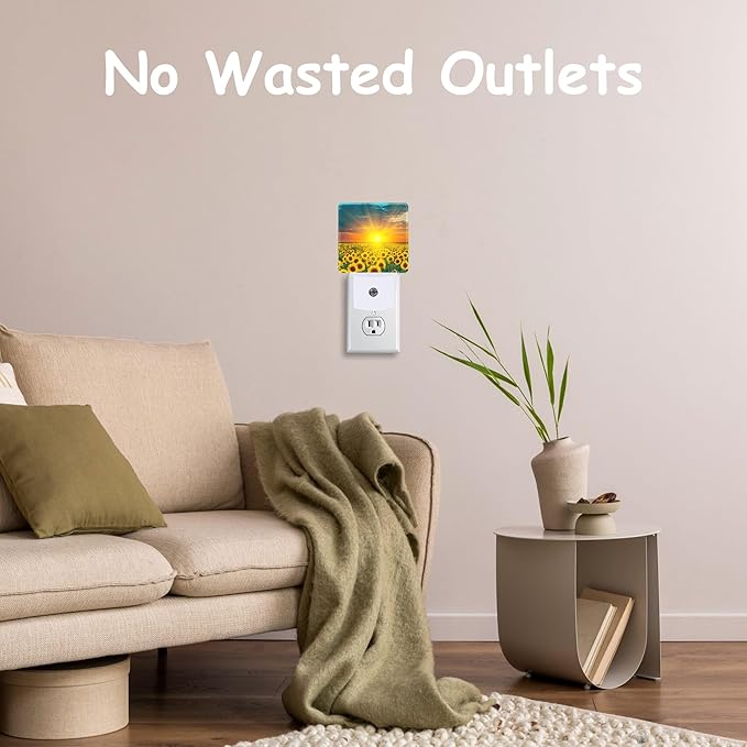 Night Light for Kids Girls Boys,Sunflower Fields During Sunset LED Night Light Plug into Wall with Dusk to Dawn Sensor for Room Decor,Hallway,Kitchen,Bathroom,Nursery,Stairs
